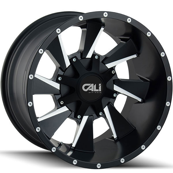 Cali Offroad Distorted 9106 Satin Black with Milled Spokes
