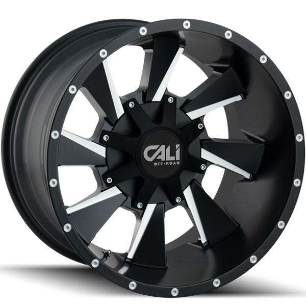 Cali Offroad Distorted Satin Black with Milled Spokes