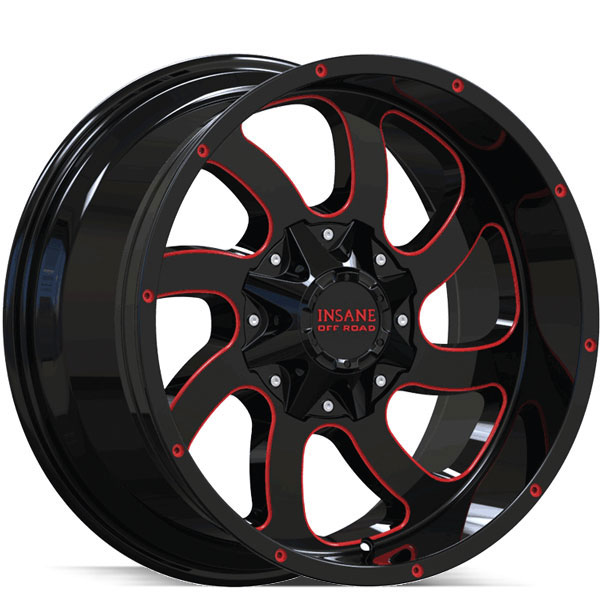 Insane Off-Road IO-05 Gloss Black with Red Milled Spokes