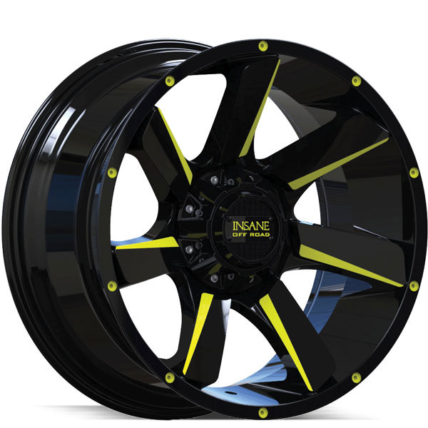 Insane Off-Road IO-17 Gloss Black with Yellow Milled Spokes