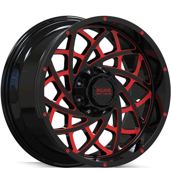Insane Off-Road IO-18 Gloss Black with Red Milled Spokes