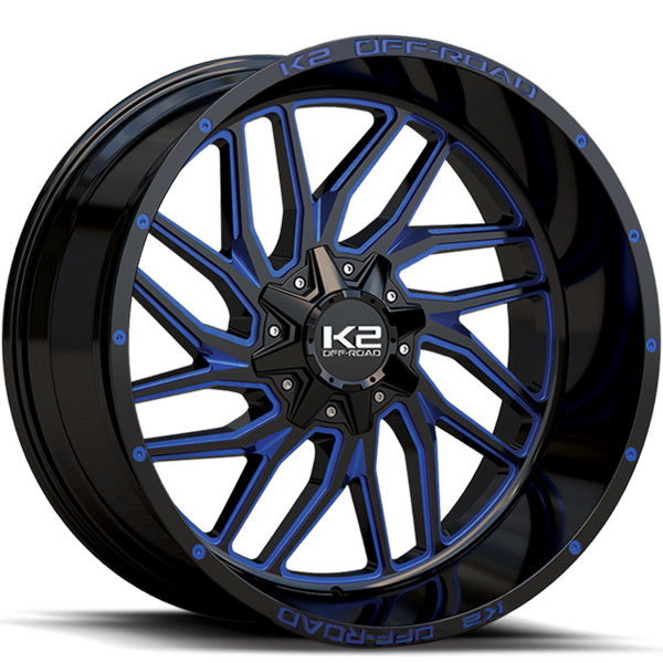 K2 OffRoad K20 Grid-Iron Gloss Black with Blue Milled Spokes