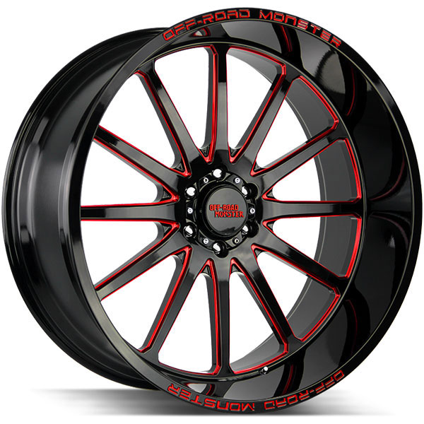 Off-Road Monster M26 Gloss Black with Candy Red Milled Spokes