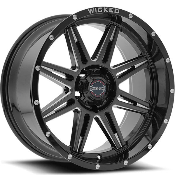 Wicked Offroad W905 Gloss Black with Milled Spokes