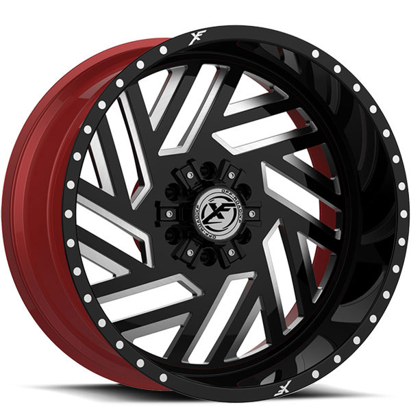 XF Off-Road XFX-304 Gloss Black with Red Milled Spokes and Red Inner